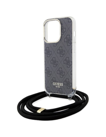 Funda Guess en Silicona diseño 4G con Cordón para iPhone 15 Pro Max color Negro GUHCP15XHC4SEK