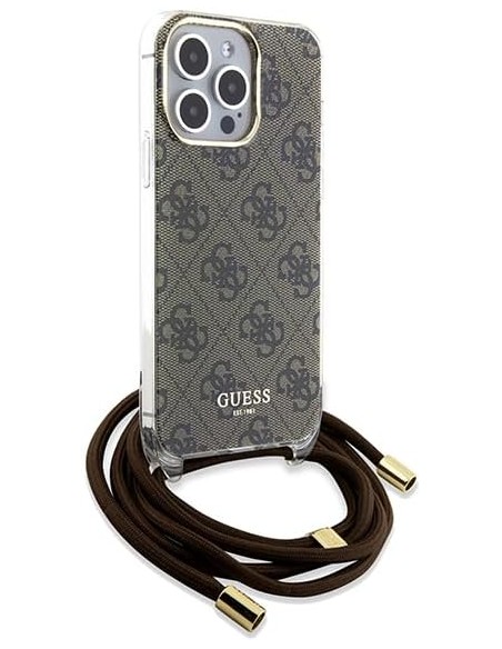 Funda Guess en Silicona diseño 4G con Cordón para iPhone 15 Pro color Marrón GUHCP15LHC4SEW