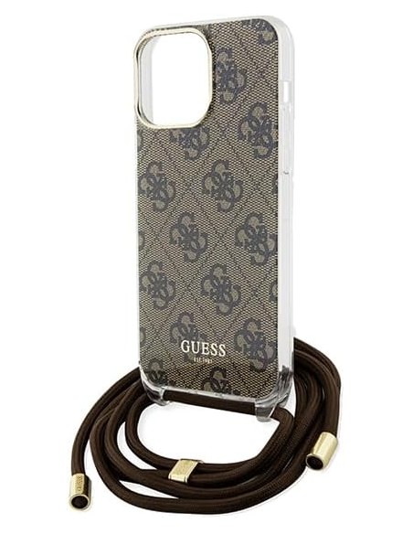 Funda Guess en Silicona diseño 4G con Cordón para iPhone 15 Pro color Marrón GUHCP15LHC4SEW