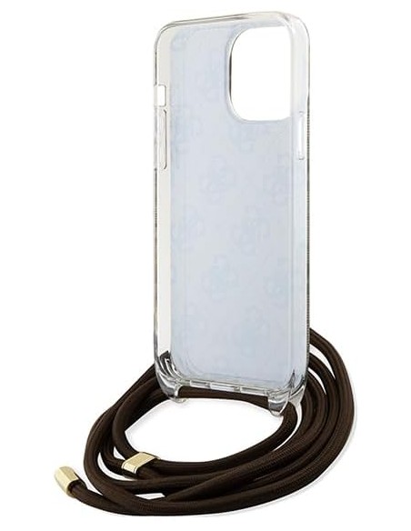 Funda Guess en Silicona diseño 4G con Cordón para iPhone 15 Pro color Marrón GUHCP15LHC4SEW