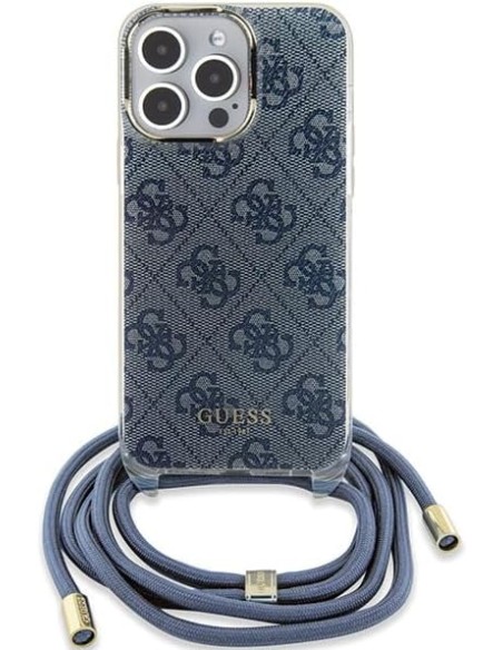 Funda Guess en Silicona diseño 4G con Cordón para iPhone 15 Pro color Azul GUHCP15LHC4SEB