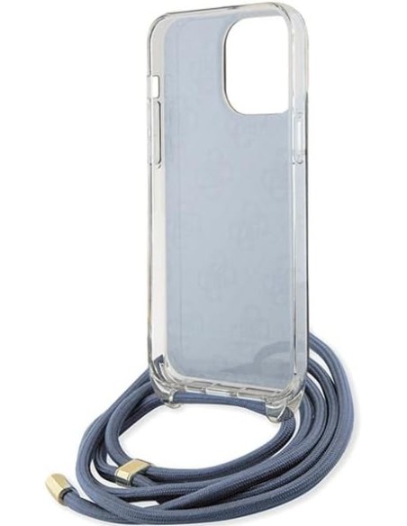 Funda Guess en Silicona diseño 4G con Cordón para iPhone 15 Pro color Azul GUHCP15LHC4SEB