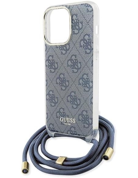Funda Guess en Silicona diseño 4G con Cordón para iPhone 15 Pro Max color Azul GUHCP15XHC4SEB