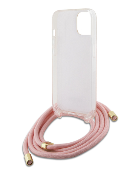 Funda Guess en Silicona diseño 4G con Cordón para iPhone 15 | 14 | 13 color Rosa GUHCP15SHC4SEP