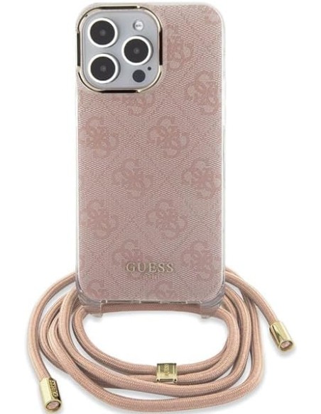 Funda Guess en Silicona diseño 4G con Cordón para iPhone 15 Pro color Rosa GUHCP15LHC4SEP