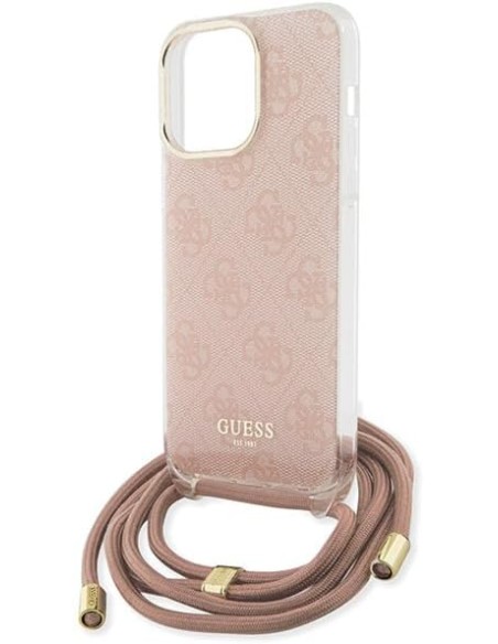 Funda Guess en Silicona diseño 4G con Cordón para iPhone 15 Pro color Rosa GUHCP15LHC4SEP