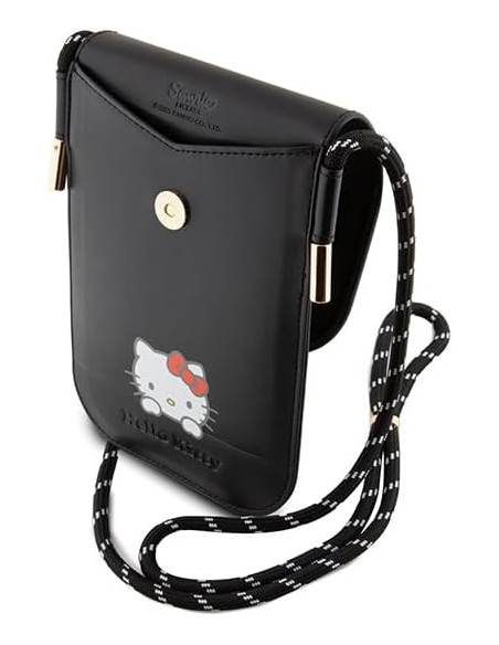 Funda Bolso Cartera Hello Kitty para Teléfono Daydreaming Cord color Negro HKOWBSKCDKK