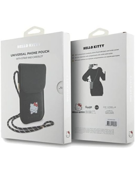 Funda Bolso Cartera Hello Kitty para Teléfono Daydreaming Cord color Negro HKOWBSKCDKK