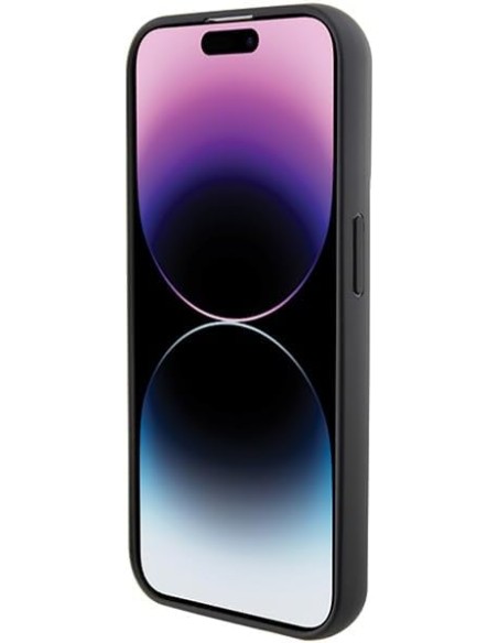 Funda Karl Lagerfeld para Apple iPhone 14 Pro Color Negro Modelo Gripstand Saffiano Choupette Pin KLHCP14LGSACHPK