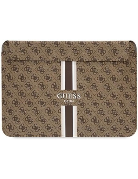 Funda Guess para portátil y tablet de 14" diseño 4G color Marrón estampado de Rayas GUCS14P4RPSW