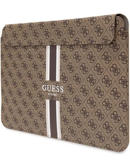Funda Guess para portátil y tablet de 14" diseño 4G color Marrón estampado de Rayas GUCS14P4RPSW