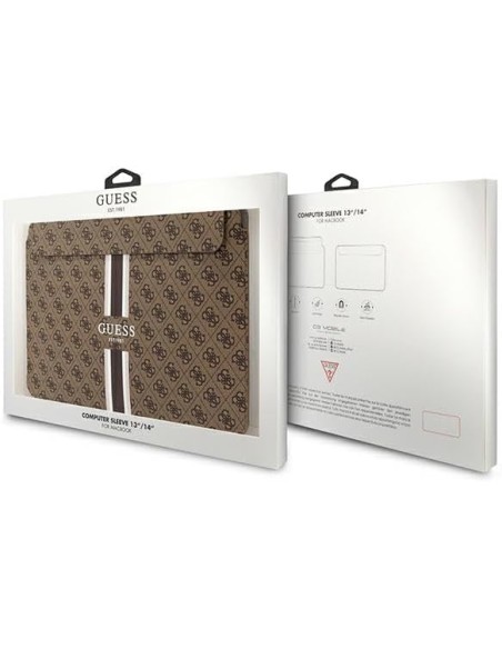 Funda Guess para portátil y tablet de 14" diseño 4G color Marrón estampado de Rayas GUCS14P4RPSW