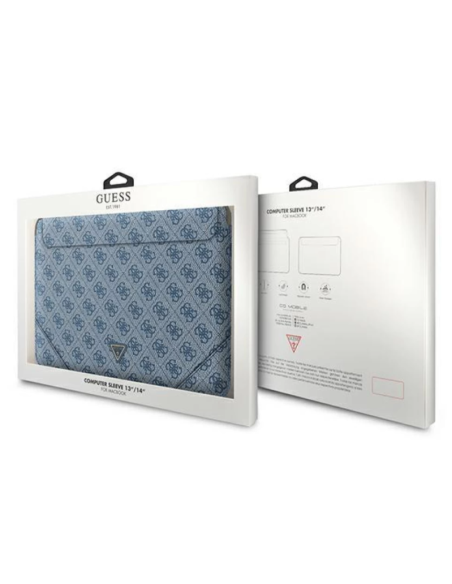 Funda Guess para portátil y tablet de 14" diseño 4G color Azul con logo GUCS14P4TB