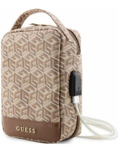 Bolso Organizador Guess Modelo GCube Stripe color Marrón... 2