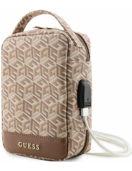 Bolso Organizador Guess Modelo GCube Stripe color Marrón GUHBHGCFSEW