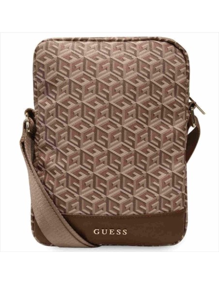 Funda Bolso Guess para tablet 10" Modelo GCube Stripe color Marrón GUTB10HGCFSEW