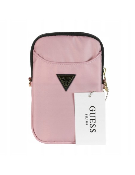 Funda Bolso Guess para Teléfono Modelo Nylon color Rosa con logo triángulo GUPBNTMLLP