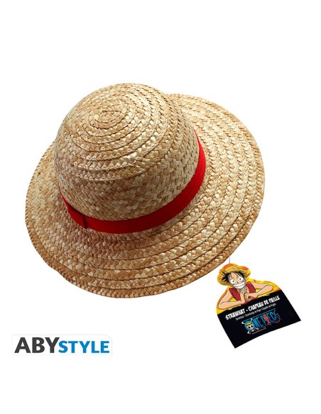 Sombrero de Paja Abystyle One Piece Modelo Luffy Straw Color Beige y cinta Roja