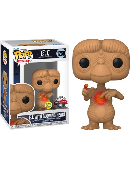 Figura Funko Pop! Películas E.T. con corazón brillando Modelo 1258 | 65088 Edición Especial Brilla en la Oscuridad