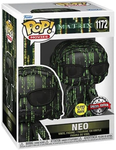 Figura Funko Pop! Películas Matrix Neo Modelo 1172 | 60382 Edición Especial Brilla en la Oscuridad