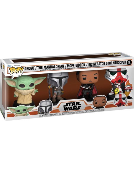 Figura Funko Pop! Star Wars Grogu | The Mandalorian | Moff Gideon | Incinerator Stormtrooper Pack-4 | 58570 Edición Especial