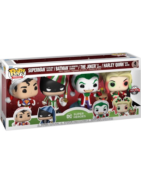 Figura Funko Pop! DC Héroes Superman | Batman | The Joker | Harley Quinn Pack-4 | 58577 Edición Especial