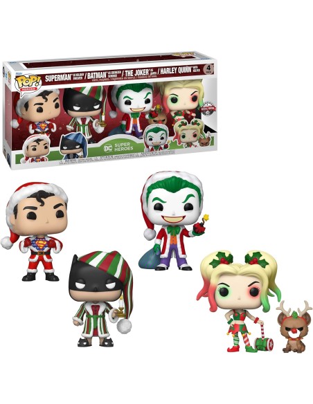 Figura Funko Pop! DC Héroes Superman | Batman | The Joker | Harley Quinn Pack-4 | 58577 Edición Especial