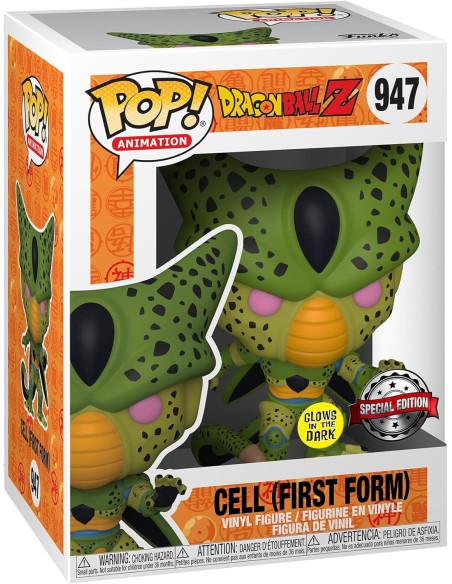 Figura Funko Pop! Bola de Dragón Z Cell Primera Forma Modelo 947 | 55641 Edición Especial Brilla en la Oscuridad