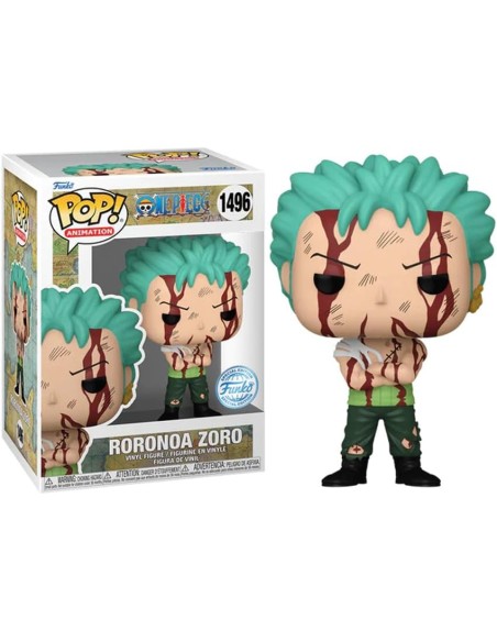 Figura Funko Pop! Animación One Piece Roronoa Zoro Modelo 1496 | 76879 Edición Especial de Funko Outlet Caja Dañada
