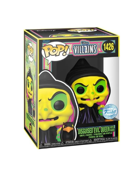 Figura Funko Pop! Disney Villanas Reina Malvada Disfrazada con cuervo Modelo 1426 | 76719 Edición Especial de Funko Black Light