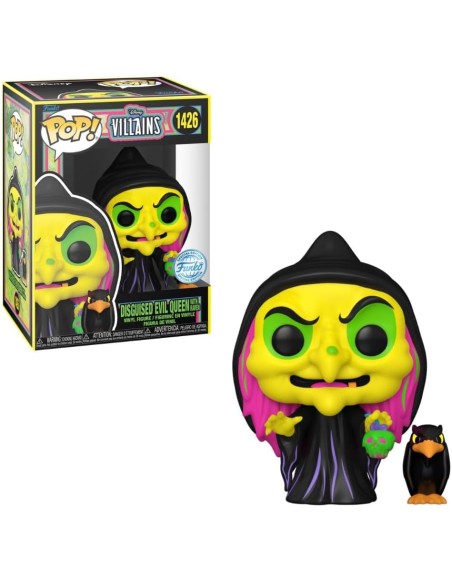 Figura Funko Pop! Disney Villanas Reina Malvada Disfrazada con cuervo Modelo 1426 | 76719 Edición Especial de Funko Black Light