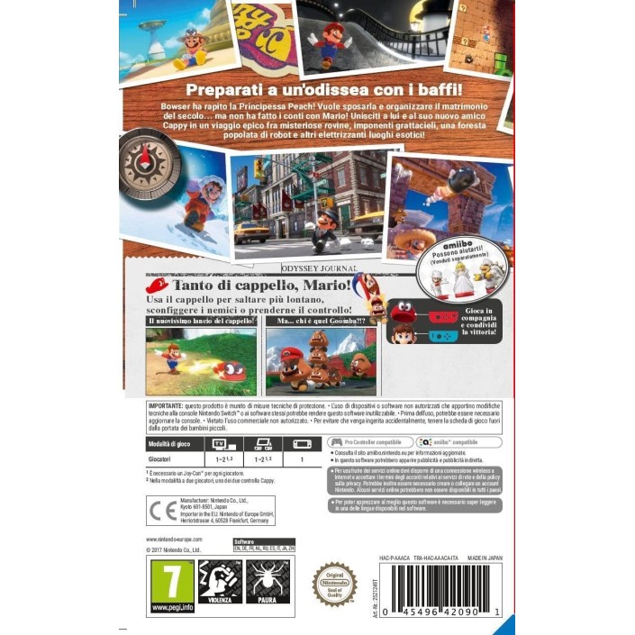 Juego Super Mario Odyssey para Nintendo Switch