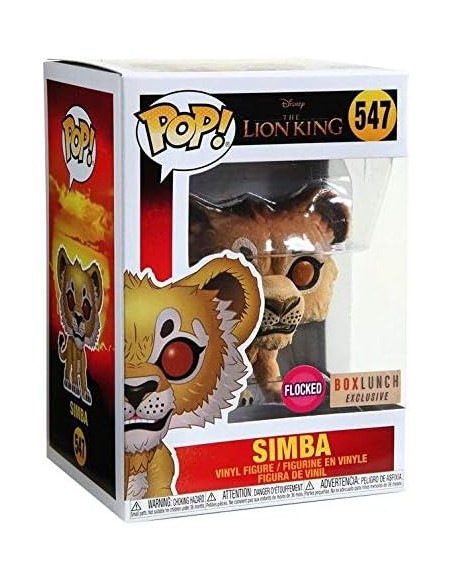 Figura Funko Pop! Disney El Rey León Simba Modelo 547 | 39704 Edición Flocked Exclusiva Box Lunch