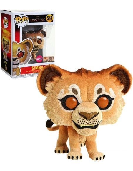 Figura Funko Pop! Disney El Rey León Simba Modelo 547 | 39704 Edición Flocked Exclusiva Box Lunch