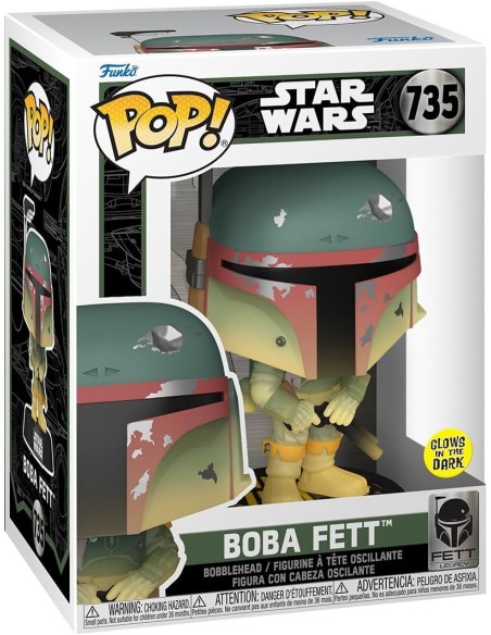 Figura Funko Pop! Star Wars Boba Fett Modelo 735 | 82723 Edición Especial Brilla en la Oscuridad