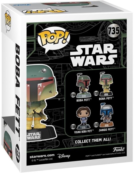Figura Funko Pop! Star Wars Boba Fett Modelo 735 | 82723 Edición Especial Brilla en la Oscuridad