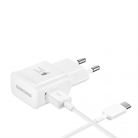 Cargador Samsung Modelo TA200EWE Carga Rápida Con Cable USB C Blanco