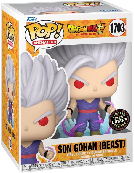 Figura Funko Pop! Dragon Ball Super Hero Son Gohan Bestia Modelo 1703 | 75636 Edición Chase Brilla en la Oscuridad