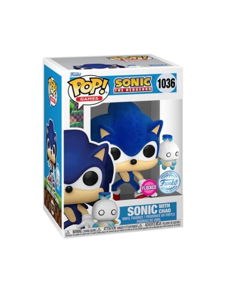 Figura Funko Pop! Juegos Sonic The Hedgehog Sonic con Chao Modelo 1036 | 82617 Edición Especial Flocked