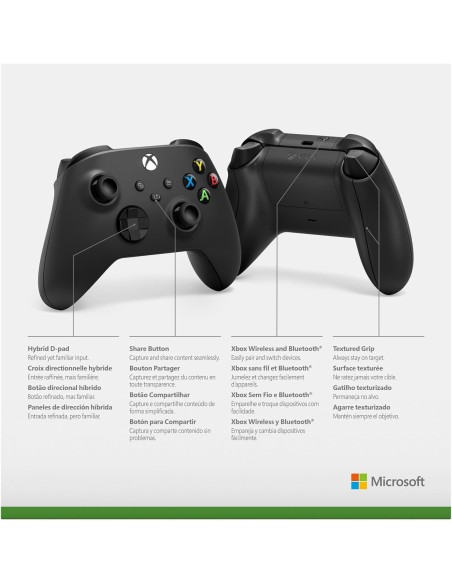 Mando Inalámbrico Microsoft Xbox Serie X y S Color Negro Carbon Black