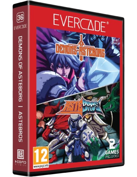 Cartucho con Juegos Demons of Asteborg y Astebros para Videoconsola Evercade