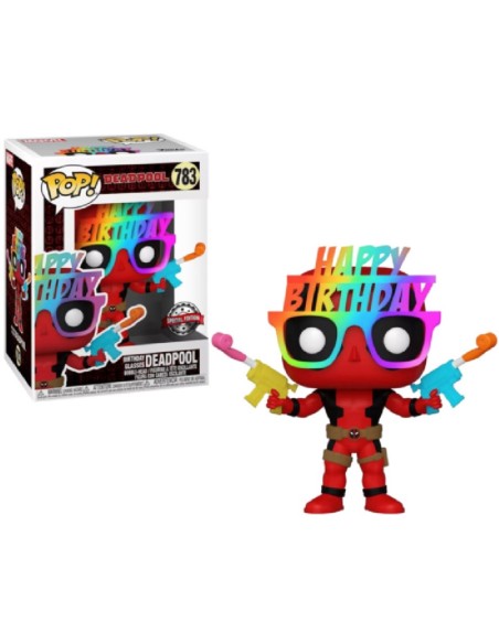 Figura Funko Pop! Marvel Deadpool con Gafas de Feliz Cumpleaños Modelo 783 | 54687 Edición Especial