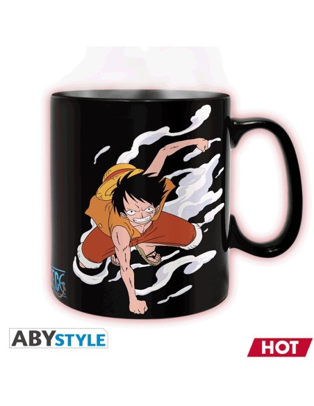 Taza Térmica de Cerámica Abystyle One Piece Modelo Luffy y Ace