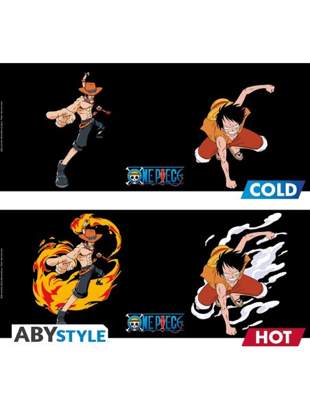 Taza Térmica de Cerámica Abystyle One Piece Modelo Luffy y Ace