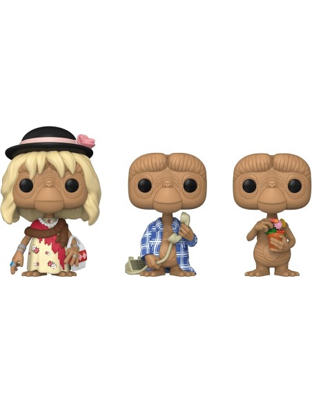 Figura Funko Pop! Películas E.T. El Extraterrestre E.T. Pack-3 (disfrazado, en bata y con flores) | 65051 | Edición Especial