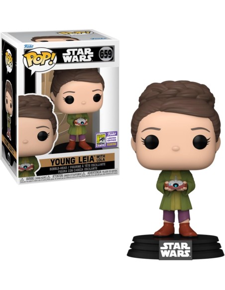 Figura Funko Pop! Star Wars Joven Leia con Lola Modelo 659 | 71741 Edición Limitada Convención Comic Con