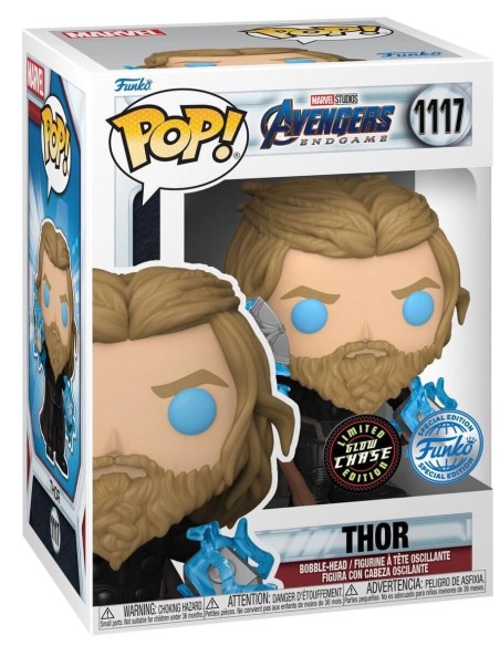 Figura Funko Pop! Marvel Avengers Thor Modelo 1117 | 64906 Chase Edición Especial Brilla en la Oscuridad