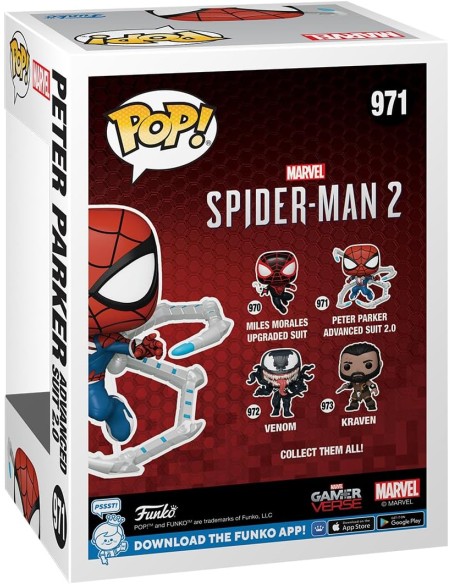 Figura Funko Pop! Marvel Spider-Man 2 Peter Parker con Traje Avanzado 2.0 Modelo 971 | 76109