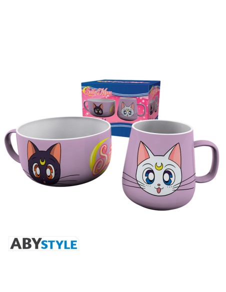 Set desayuno de Cerámica Bol + Taza Abystyle Sailor Moon Modelo Luna & Artemis