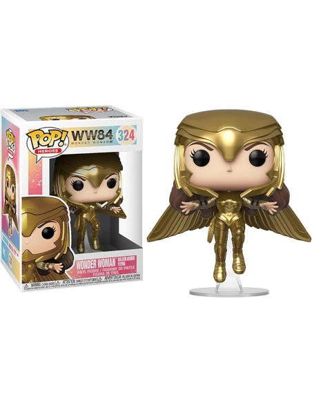 Figura Funko Pop! DC Héroes WW84 Wonder Woman con Armadura Dorada Volando Modelo 324 | 46660